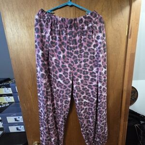 Zenana Leopard Print Women's Jogger Pants With Side Slits